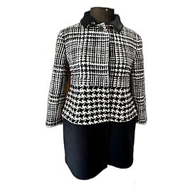 Abrigo de tweed Christian Dior negro y blanco lana