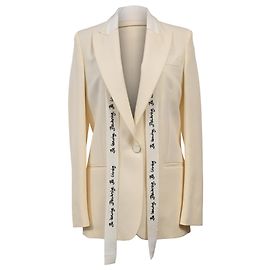 Stella Mc Cartney Blazer de lã creme com detalhe em fita de Stella McCartney