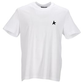 Weißes T-Shirt von Golden Goose mit kontrastierendem grünem Logo und Stern