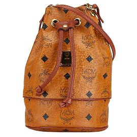 MCM Leder-Logo-Schultertasche Braun