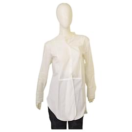 Camisa blanca de algodón sin cuello Helmut Lang
