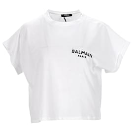 Top corto Balmain en blanco