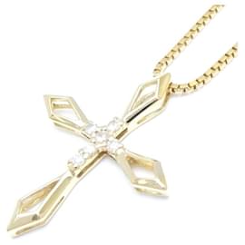 Autre Marque Collana Croce in Diamante 0,12ct K18YG Oro