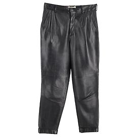Saint Laurent Faltenhose aus schwarzem Leder