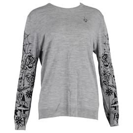 Grauer Wollpullover mit Rundhalsausschnitt im Rippenstrick von Love Moschino