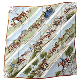 Carré Hermès Sportsmen en soie bleu