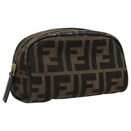 FENDI Zucca Canvas Tasche braun schwarz Auth fm4029