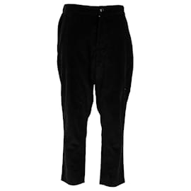    Ami Paris High-Rise Cropped Trousers in Black Corduroy