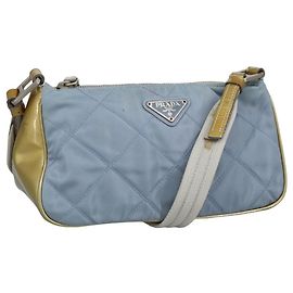 PRADA Bolso de Hombro de Nylon Azul Bebé Auth hk1707