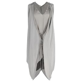 Lanvin Drapierte Midi-Kleid aus grauem Leinen