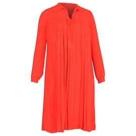 Vestido plisado A-Line Chloé en seda roja