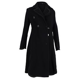 Abrigo de lana negra de doble botonadura Visible Stitch de Max Mara
