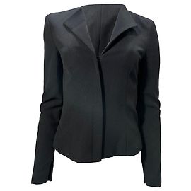 Blazer negro de lana con cierre oculto y cuello de Roland Mouret