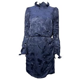 Autre Marque Vestido con cuello fruncido Saloni Rina B en rayón azul marino