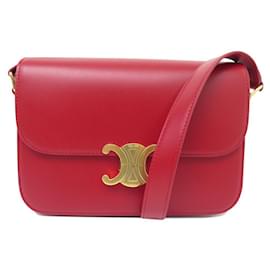 NUEVO BOLSO DE MANO CELINE TRIOMPHE 187363BF4 CUERO ROJO BANDOLERA - Céline