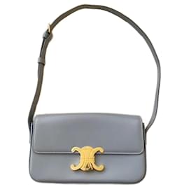 Borsa a tracolla Céline Triomphe blu in pelle