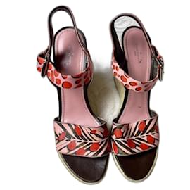 Sandali con zeppa Louis Vuitton in pelle rosa
