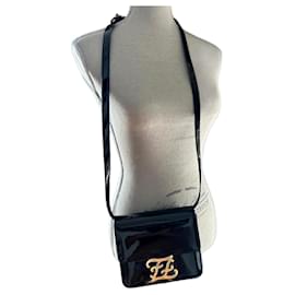 Fendi Caligraphy Tasche schwarzes Lackleder