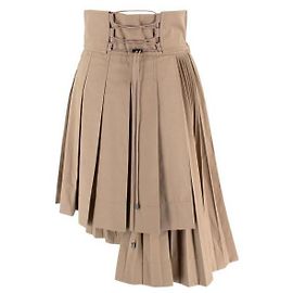 Christian Dior Falda plisada asimétrica beige Dior
