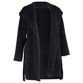 Max Mara Kapuzenmantel mit Gürtel aus schwarzer Wolle