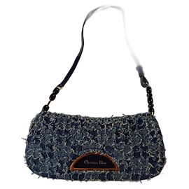 Borsa a mano Christian Dior Malice in denim e pelle blu