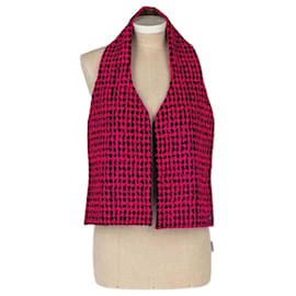 Chanel Schal aus Wolle und Lammleder Fuchsia
