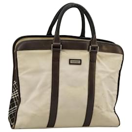 Borsa a mano Burberry Black label in tela bianca e argento autentica ti2347