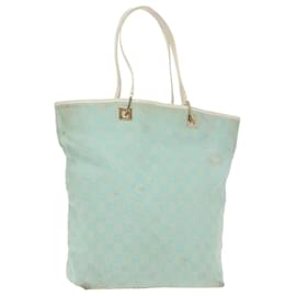 GUCCI GG Canvas Tote Bag Hellblau Gold 002 1098 Auth 99662