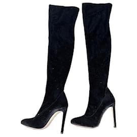 Giuseppe Zanotti Glitzer Overknee Stiefel Schwarz