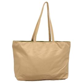 PRADA Tote Bag Satin Gold Tone Auth bs19851