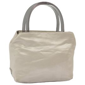 PRADA Borsa Tote Satin plastica Argento Argento Auth bs19572