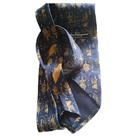 Cravatta Salvatore Ferragamo in seta blu navy