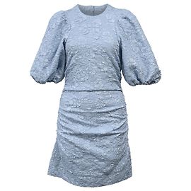 Ganni Recyceltes Cloqué Mini-Kleid aus recyceltem Polyester in Blau