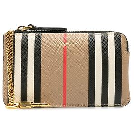 Portamonete a quadri Burberry Beige Multicolore in pelle PVC