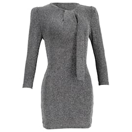 Vestido de punto mini con cuello de lazo de manga larga Iro Perk en nylon plateado metálico