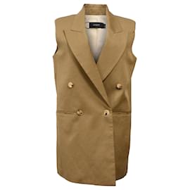 Gilet senza maniche doppiopetto Joseph in lino marrone
