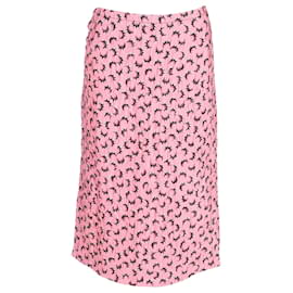 Falda midi arrugada impresa de Marni con abertura en poliéster rosa