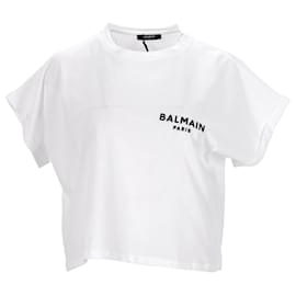 Top corto Balmain en blanco