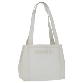 Borsa a spalla CHANEL in pelle caviar bianca oro CC Auth bs19456