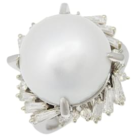 Perlen-Diamantring Pt900 aus Platin - Autre Marque