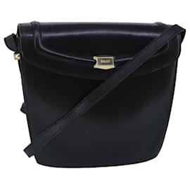 BALLY Sac à épaule en cuir noir Auth ti2287 - Bally