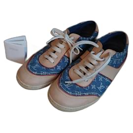Sneakers Louis Vuitton Blu e Beige in Pelle