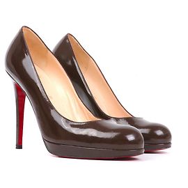 Christian Louboutin LOUBOUTIN - Décolleté Louboutin Simple Pump in pelle verniciata marrone (Taglia 39.5)
