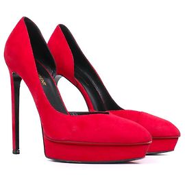 SAINT LAURENT - Rote Wildleder-Pumps Saint Laurent Kid Scamosciato (T39)