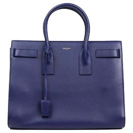 SAINT LAURENT - Borsa Media Saint Laurent Day in pelle blu notte
