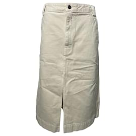 Saia midi de denim Charlene Khaite em algodão creme