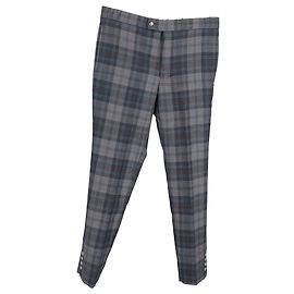 Pantaloni slim a vita media in lana grigia Moncler