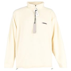 Fear of God Essentials Fleece-Jacke mit halbem Reißverschluss aus cremefarbenem Polyester