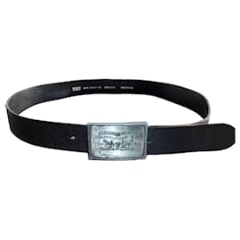 Levi's Vintage schwarze Leder-Gürtel mit silberner Metallschnalle im Western-Stil, Größe 95
