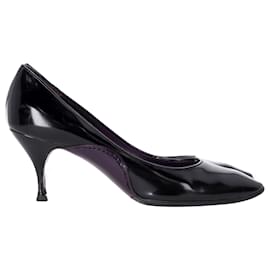 Zapatos de tacón kitten de punta almendrada en cuero negro Celine - Céline